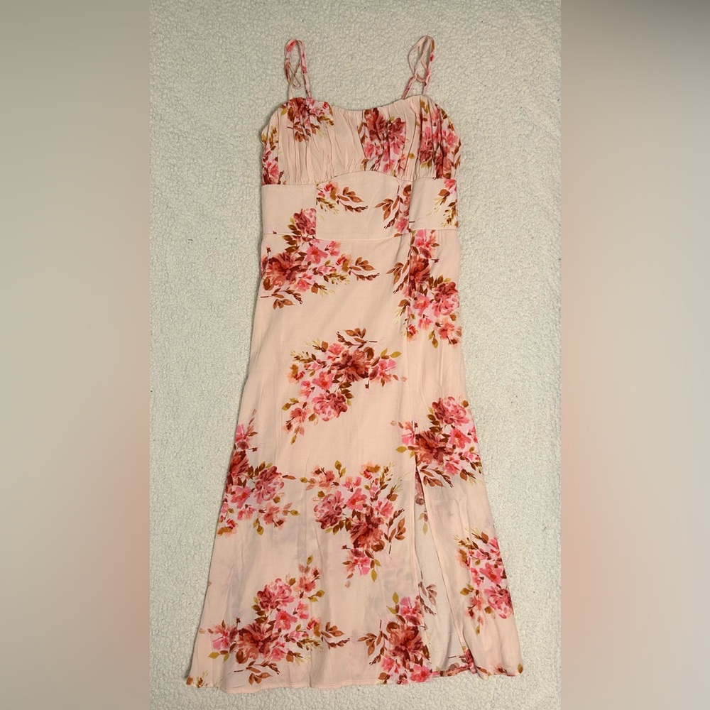 Francesca’s Pink Floral Midi Dress